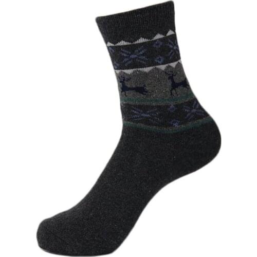 Autumn and Winter Man 's Socks Christmas deer Wool Cotton 5 Color Standard Size 5Pairs of Lot
