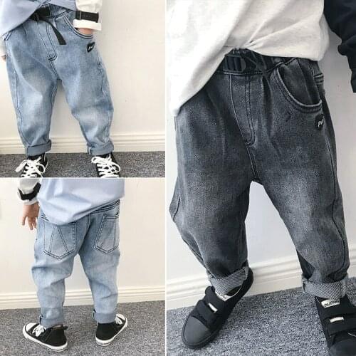 2020 Autumn Boys Jeans Elastic Waist Casual Denim Pants For Boy Kids Childrens Korean Stretch Jeans Toddlers Baby Trousers