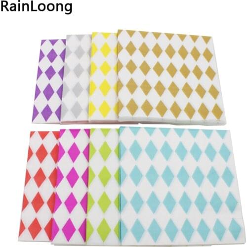 [RainLoong] Diamond Decorative Paper Napkin Geometry Event Party Supplies Tissue Decoupage Servilleta 33*33cm 1 pack