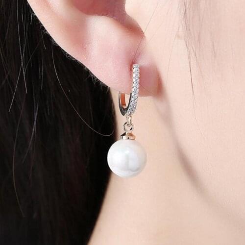 Pearl Zircon Earrings High Quality Silver Plated Drop Earrings For Women Korean Sweet Earing Jewelry Gold Color Earring Kolczyki