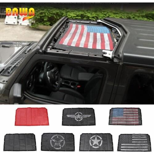 BAWA Top Sunshade for Jeep Wrangler JL 2018 Front Door SunShade Roof Mesh UV Proof Protection Net Accessories for Wrangler jl
