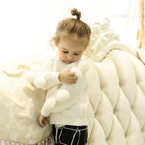 Baby Girl Sweater Fashion Stereo Hairball Kids Sweaters Autumn Winter Warm Knitted Pullover Toddler Girl Clothes 2-5 Y Clothing