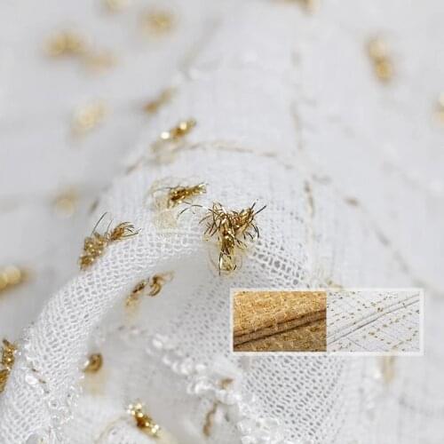 The Cloth France Tweed Golden Style 100% Polyester Garment Materials Spring Suit Dress DIY Clothes Fabrics