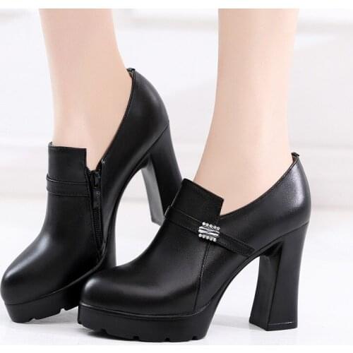 Thick with single shoes female 2018 autumn womens shoes new waterproof platform high-heeled platform professional deep-mouth