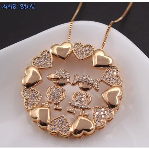 MHS.SUN Vintage AAA CZ Paved Girls/Boys Pendants Chain Necklace Fashion Heart Design Choker Necklace Women Valentines Day Gift