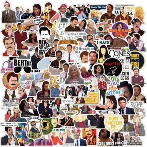 10/30/50/100pcs/Pack American Drama Park and Recreation Graffiti Waterproof Skateboard Travel Suitcase Phone Laptop Luggage