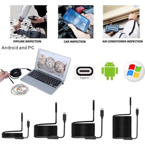 1M 3M 5M 7M 10M Soft Cable TYPE-C Endoscope with 8mm Lens 8LED Waterproof Inspection Borescope Mini Camera for TYPE-C Android PC