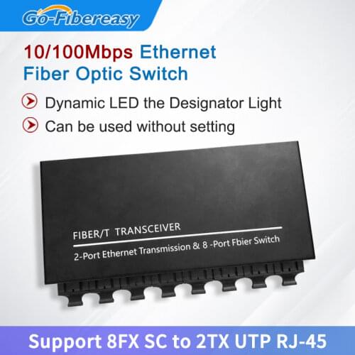 Gigabit Fiber Optic Switch 8-Port FX to 2-Port TX 10/100/1000Mbps SMF Optical Fiber Switch Fiber Optic Equipments Gigabit Switch