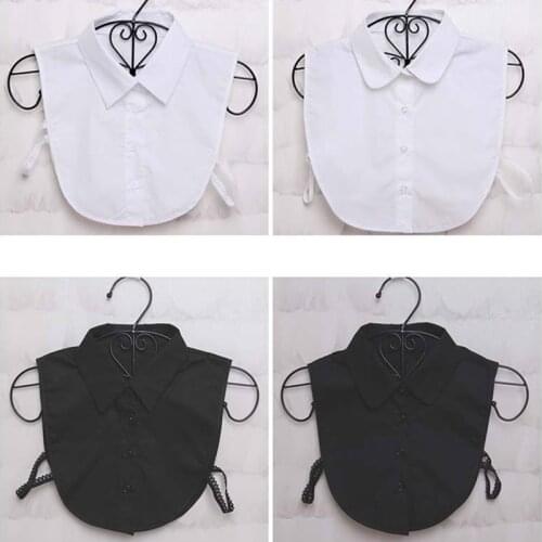 Women Cotton Lace Fake Collar Blouse Vintage Detachable Shirt Collar False Collar Lapel Blouse Tops Women Clothes Accessories