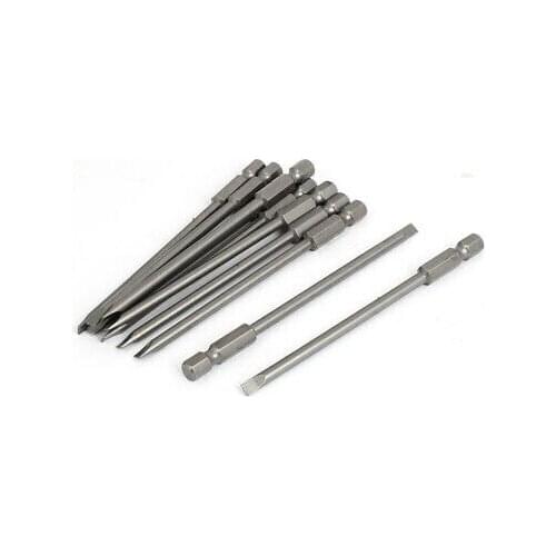 1/4" Hex Shank 100mm Long 4.0mm Tip Width Slotted Head Screwdriver Bits 10pcs
