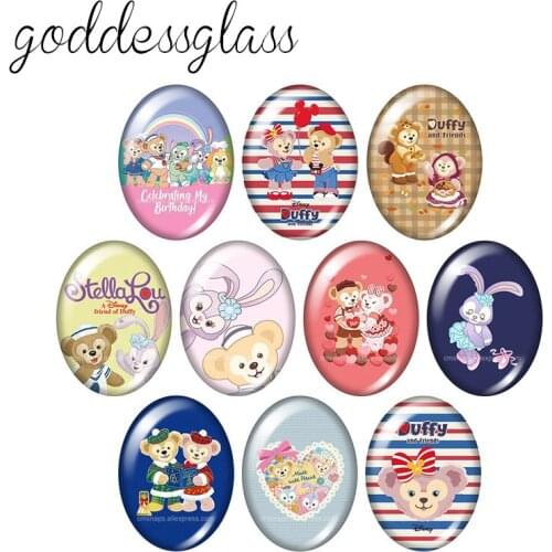 Disney Duffy Shellie May StellaLou 10pcs 13x18mm/18x25mm/30x40mm Oval photo glass cabochon flat back bracelets Making findings