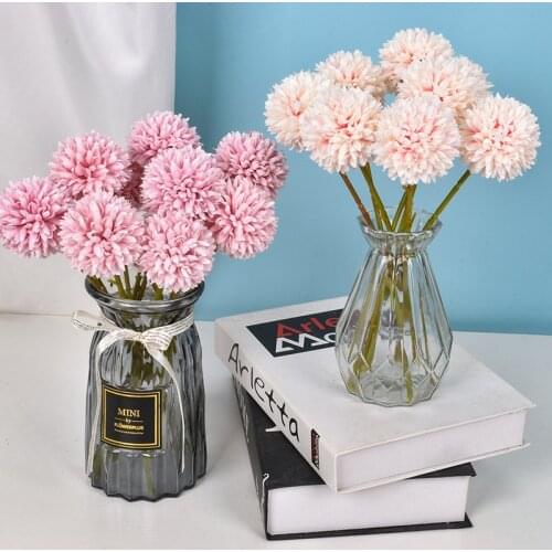 3 PCS Artificial Pompon Mum Flowers Fake Plants Garden Home-Decoration Photography Staff