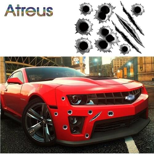 Atreus 3D Stickers Car-Styling Bullet Hole for BMW E46 X5 E53 E34 E30 F20 Mercedes W203 W211 Volvo XC90 V70 S80 S60 Accessories