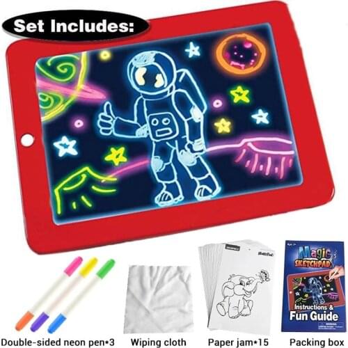 3D Magic Drawing Pad LED Light Luminous Board Intellectual Developmen Toy Children Painting Learning Tool Educational Toys