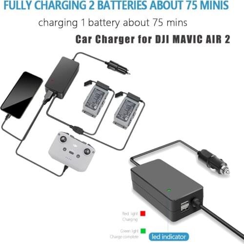4 In 1 Car Charger for DJI Mavic AIR 2 Two Batteries & Remote Control & Phone Charging Hub for DJI Mavic AIR 2 Drone Accessories