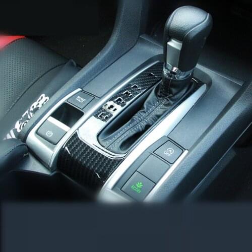 ABS Carbon Fiber Black and Silver Gearlever Alphabetic decoration for Honda Civic X 2016 2017 10th Sedan Coupe