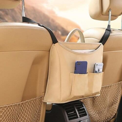 Car Net Pocket Multi-function Easy Access Faux Leather Car Seat Organizer for Car