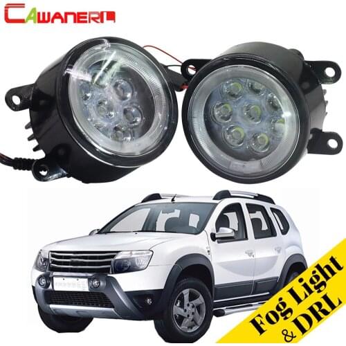 Cawanerl Car Fog Light LED Angel Eye Daytime Running Light DRL 12V 2 Pieces For Dacia Duster Closed Off-Road Vehicle 2010-2015