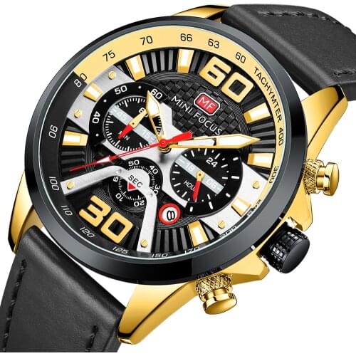Sport Watch Military Watches For Men Luxury Male Top Brand Design Gold Watch Men Water Resistant Chronograph MINI FOCUS Relogio