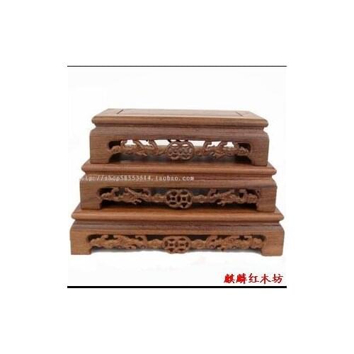 Kylin rosewood handicraft teapot rectangular wings Wood Vase jade agate base saucer shelf value