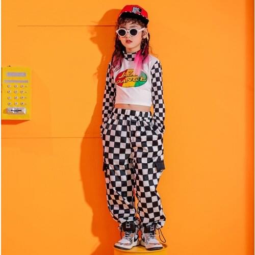 Jazz Hip Hop Dance Costume For Kids Girls Modern Street Dance Stage Performance Clothing Children Ballroom Dance Clothes VO222