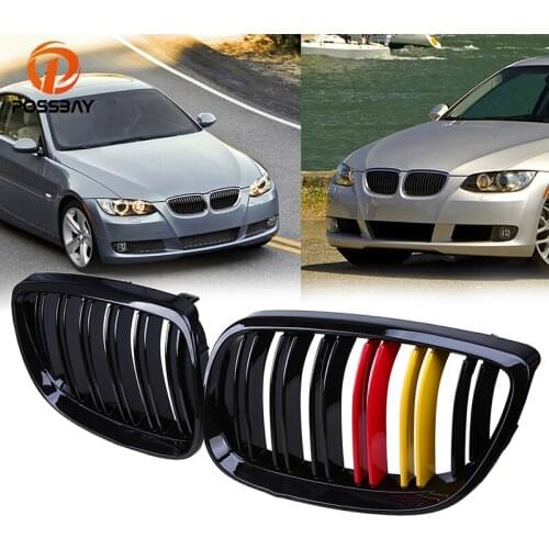 POSSBAY Gloss Black Grille for BMW 3-Series E92 Coupe M3 320xd/323i/325d 2007-2013 German Flap Front Bumper Hood Grilles Vent
