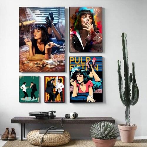 Quentin Classic Black Comedy Movie Pulp Fiction Cartoon Posters and Prints Dancer Picture on Canvas Wall Art Painting Decoration