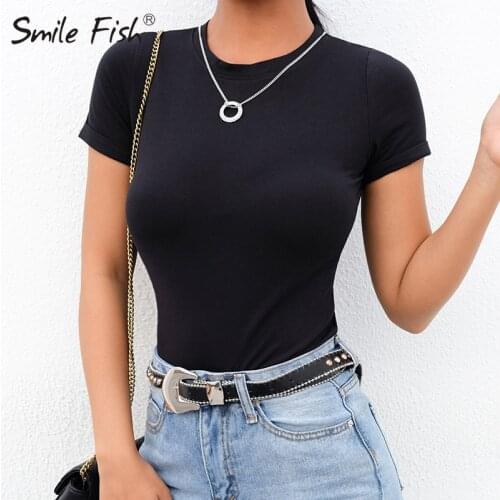 Rompers Casual Basic Solid Cotton Womens Bodysuits Summer Black White O-Neck Short Sleeve Shirts Tops One-piece Overalls M0006