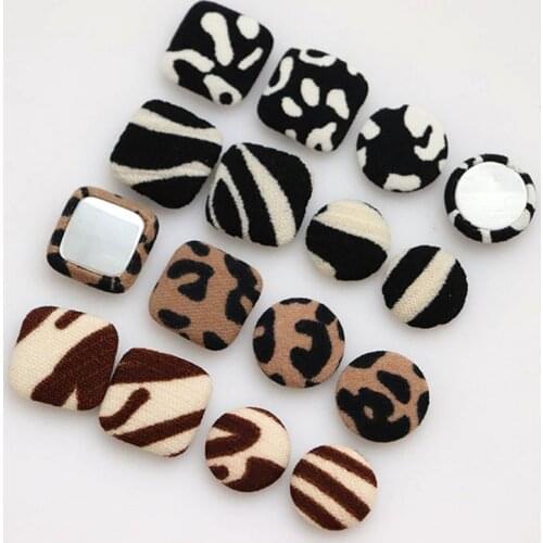 10 PCS 14mm 16mm 17mm Round Square Cloth Cover Buckle DIY Earring Accessories For Jewelry Making