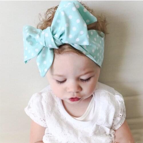 Summer dot big hair head band bows wrap cute accessories for baby girl kids child turban knot headband hair ornaments headwear