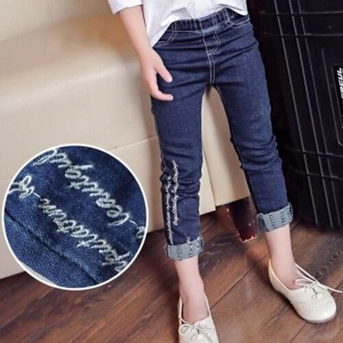 Cute Blue Skinny Kids Jeans Spring Autumn Winter Lovely High Quality Children Pants Casual trouses Baby Girls Jeans