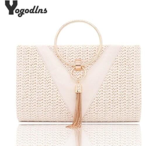 Fashion Lady Women Summer Simple Handbag For Money Metal Handle Tassel Design Shoulder Bag sac a main Chain Crossbody Purse