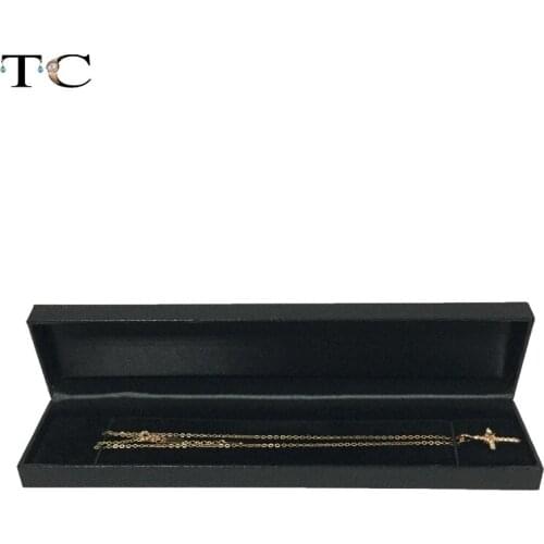 Fashion Jewelry Gift Cases Black Leather Pearl Necklace Packaging Organizer Box Choker Display Box 22.8*5*2.8cm