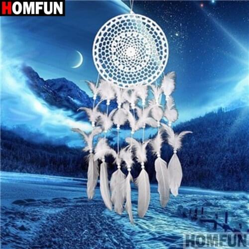 HOMFUN Full Square/Round Drill 5D DIY Diamond Painting "Feather scenery" 3D Diamond Embroidery Cross Stitch Home Decor A20015