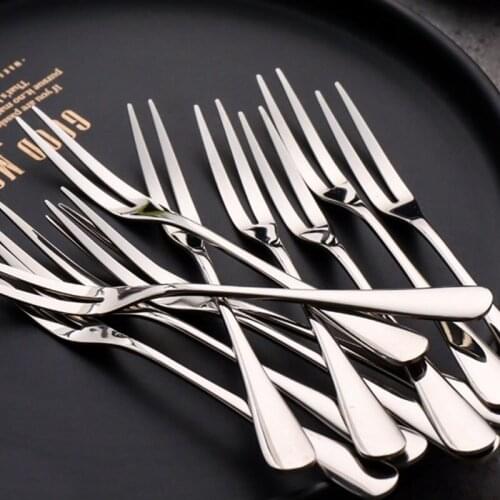 Fruit Fork Set Household Stainless Steel Sign Insert Creative Simple European Cake Dessert Vaisselle Lovely Bento Accessories
