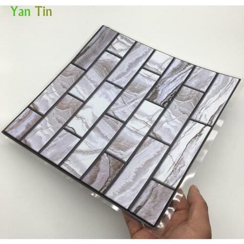 3D Silver White Stone Relief Pattern Wall Sticker Bedroom Cupboard Bathroom Tile Waist Line Wall Decals Waterproof PVC Art Mural