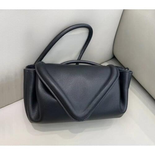 2021 New Fashion Folds Drawstring Flip Dumpling Bag Real Cowhide Soft Leather Ladies One-shoulder Diagonal Bag Sac A Main Femme