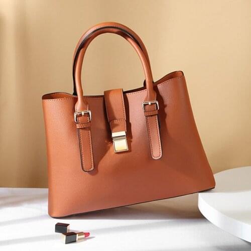 New Fashion Pu Leather Handbags Casual Brown Ladies Tote bags Crossbody Bag TOP-handle bag Girls Simple Shoulder Bags Party Pack
