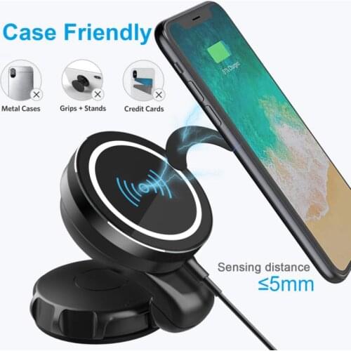 New 360° Rotating And Folding Suction Cup Car Desktop Universal 15W Magnetic Wireless Charger For IPhone 12 For Samsung Huawei