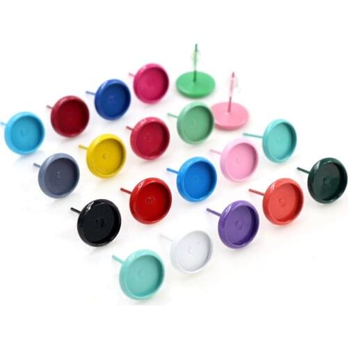 New Colors) 8mm 10mm 12mm 20pcs/lots 21 Colors Plated Earring Studs,Earrings Blank/Base,Fit 8mm Glass Cabochons,earring setting