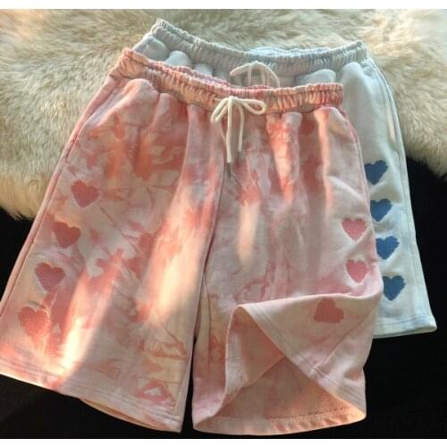 New embroidered tie-dyed summer shorts for girls cargo pants straight loose sweatpants