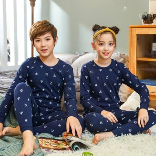 Autumn Winter Pajamas Set For Girls Boys Clothes Full Sleeve Cartoon Pyjamas Kids Sleepwear Teens Pijamas 12 14 16 18Y Suits