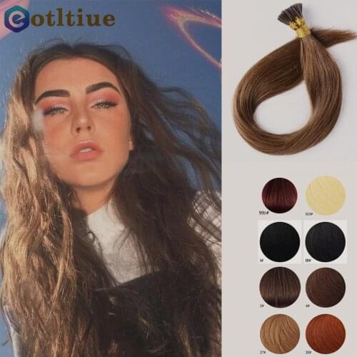 MIRONICA Straight Keratin Capsules Human Fusion Hair Stick I Tip Machine Made Remy Pre Bonded Hair Extension 16" 26" 0.5g/set