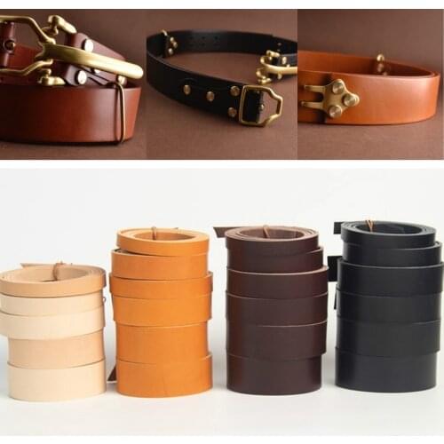 Belt Strip Headless Belt Leather Italy Tuscan Three Straight Thick Tanned Leather Tree Cream DIY Handmade Leather