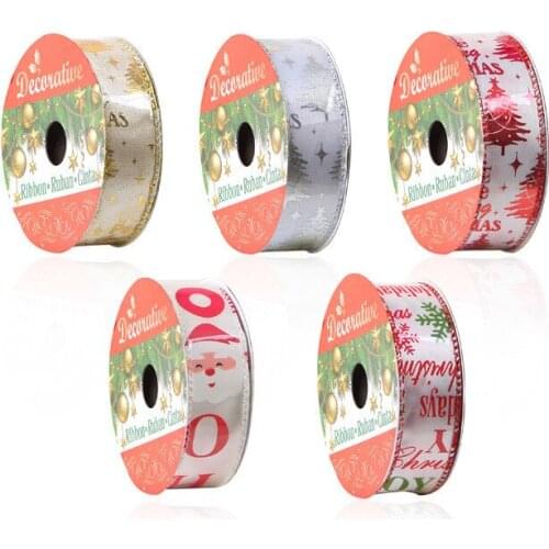 5.5meters Christmas decoration ribbon strips 1.6CM-2.5CM width diy Christmas tree bow gift bouquet packaging ribbons for crafts