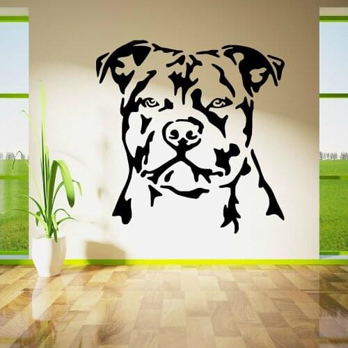 Detachable Decals Staffordshire Bull Terrier Dog Wall Stickers Kindergarten Childrens Bedroom Vinyl Living Room Home Decor