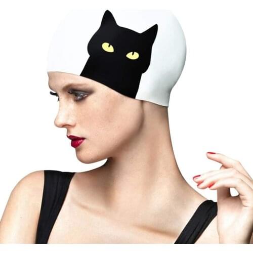 Silicone Rubber Swimming Cap Long Hair Impermeable Cartoon Water Sports Hat Boy Kids Men Women Accessories Unisex