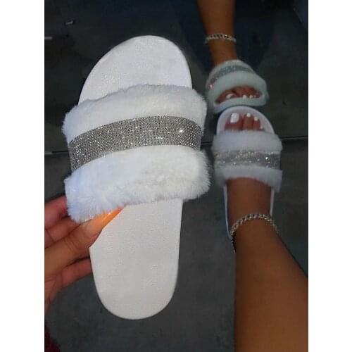 Fashion Women Real Fur Slippers Girls Lovely Fluffy Fox Fur Shoes Slides Luxury Brand Real Fox Fur Flat Sandals Casual Shoes