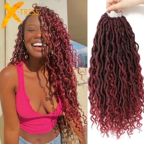 Synthetic Crochet Braids Hair Passion Twist River Goddess Braiding Hair Extension Ombre Brown Faux Locs With Curly Hair X-TRESS