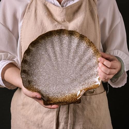 Plate Dish Household Ceramic Plate Dinner Plate Creative Japanese Tableware Japanese Style Retro Sushi Plate Steak Plat